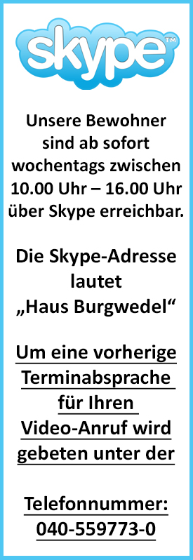 Seniorenpflegeheim Haus Burgwedel - Skype Hinweis